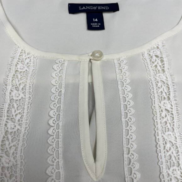 Women's LANDS' END Long Sleeve Blouse with Lace- Size 14 - Picture 9 of 10